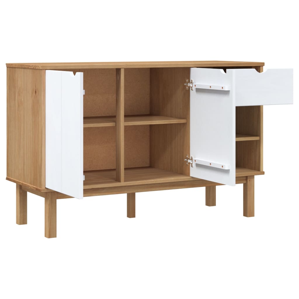 OTTA Sideboard Braun und Weiß 114x43x73,5 cm Massives Kiefernholz