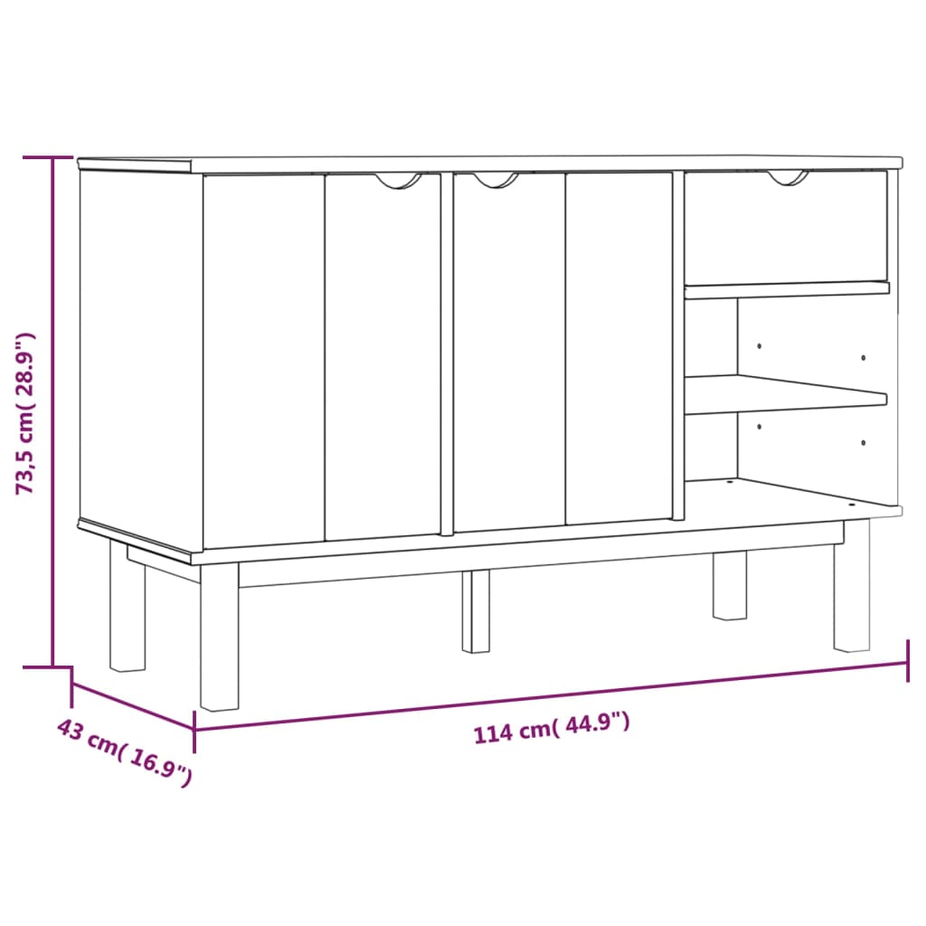 OTTA Sideboard Braun und Weiß 114x43x73,5 cm Massives Kiefernholz