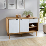 OTTA Sideboard Braun und Weiß 114x43x73,5 cm Massives Kiefernholz