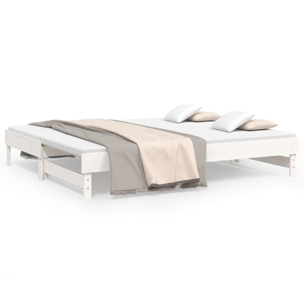 Lit coulissant sans matelas blanc 2x(100x200) cm