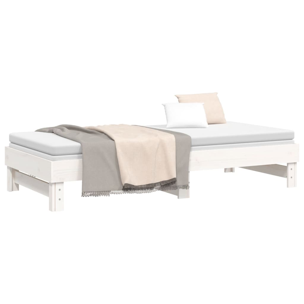 Lit coulissant sans matelas blanc 2x(100x200) cm