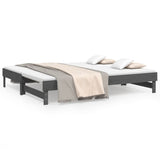 Lit coulissant sans matelas gris 2x(100x200) cm