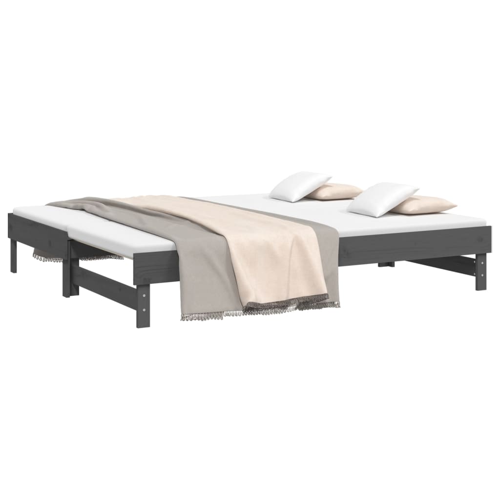 Lit coulissant sans matelas gris 2x(100x200) cm