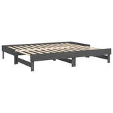 Lit coulissant sans matelas gris 2x(100x200) cm