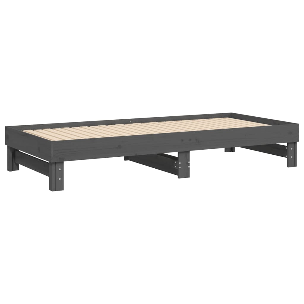 Lit coulissant sans matelas gris 2x(100x200) cm