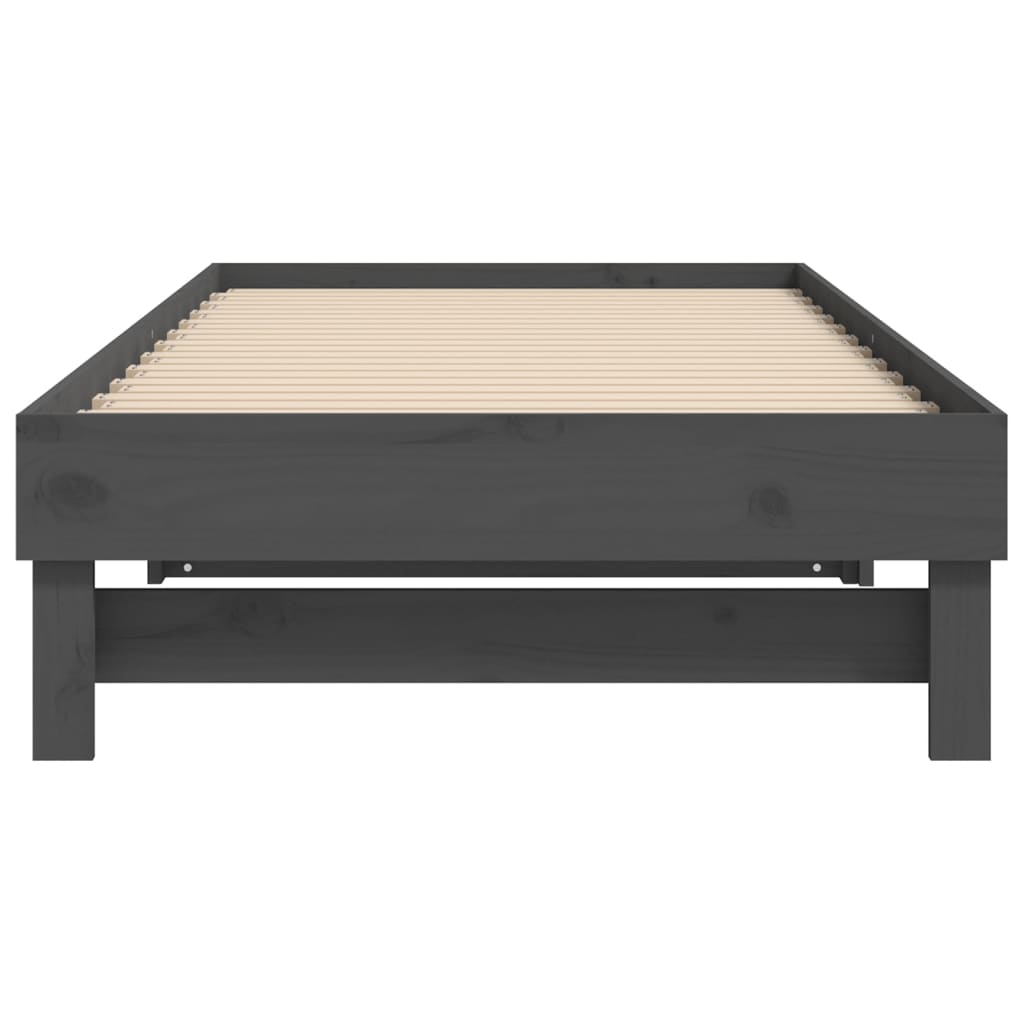 Lit coulissant sans matelas gris 2x(100x200) cm