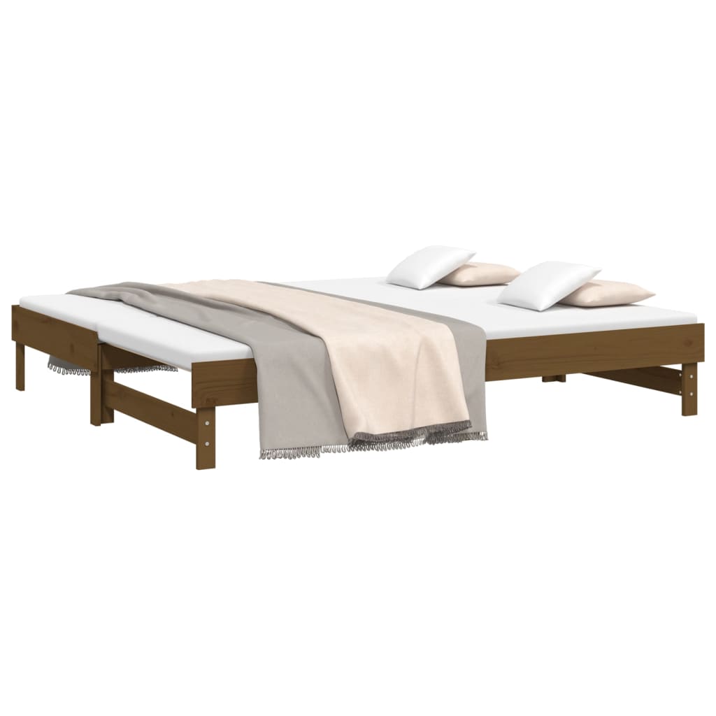 Lit coulissant sans matelas marron miel 2x(100x200) cm