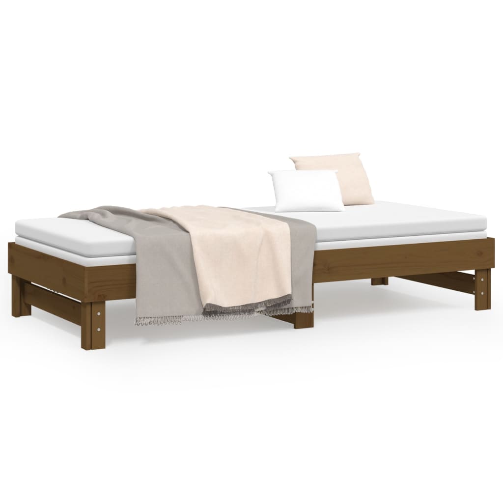 Lit coulissant sans matelas marron miel 2x(100x200) cm