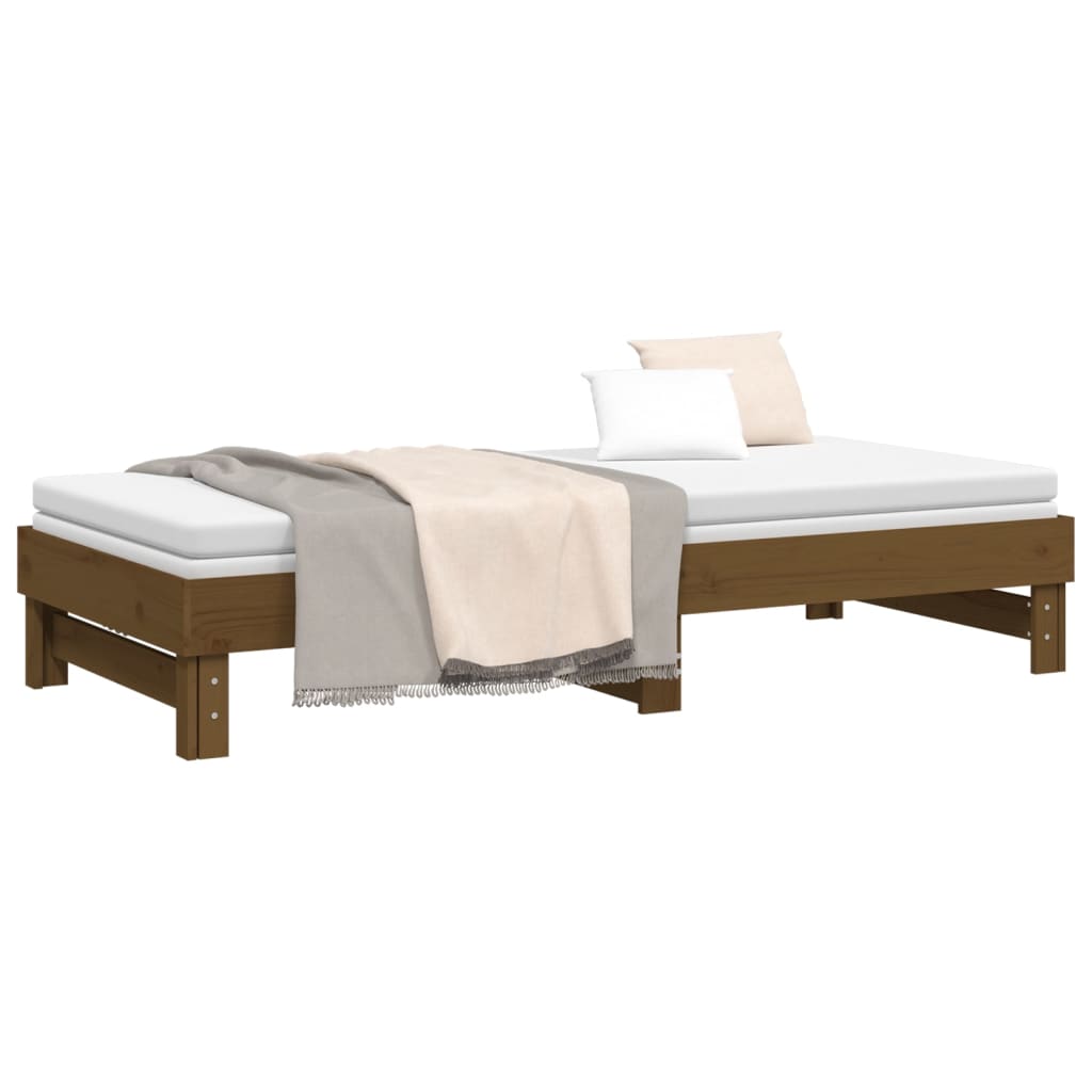 Lit coulissant sans matelas marron miel 2x(100x200) cm