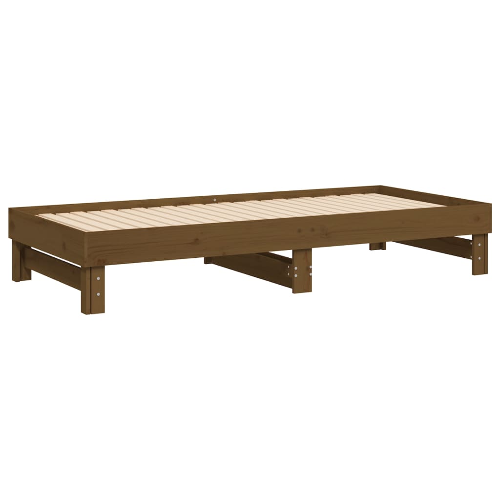 Lit coulissant sans matelas marron miel 2x(100x200) cm