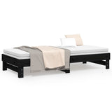 Lit coulissant sans matelas noir 2x(100x200) cm