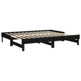 Lit coulissant sans matelas noir 2x(100x200) cm