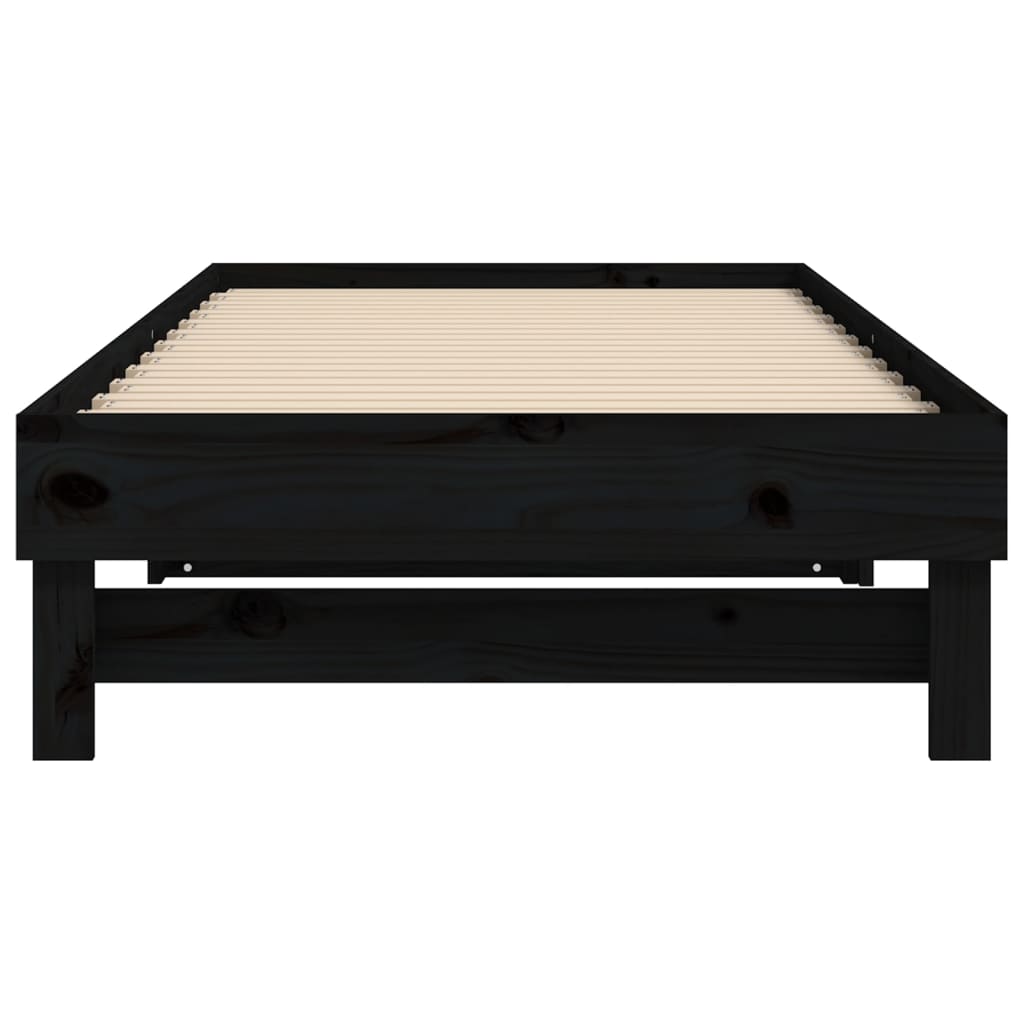 Lit coulissant sans matelas noir 2x(100x200) cm