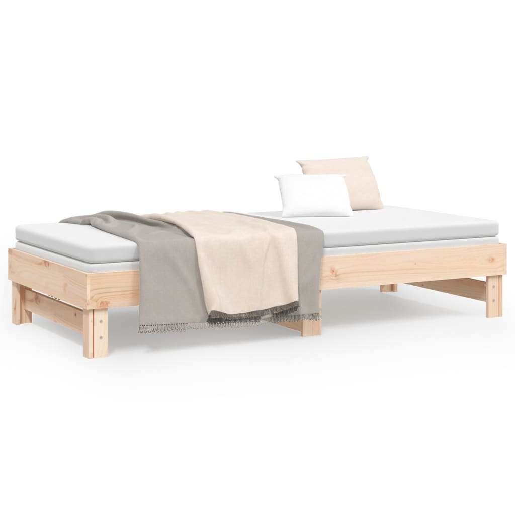 Lit coulissant sans matelas 2x(90x200) cm Bois de pin massif