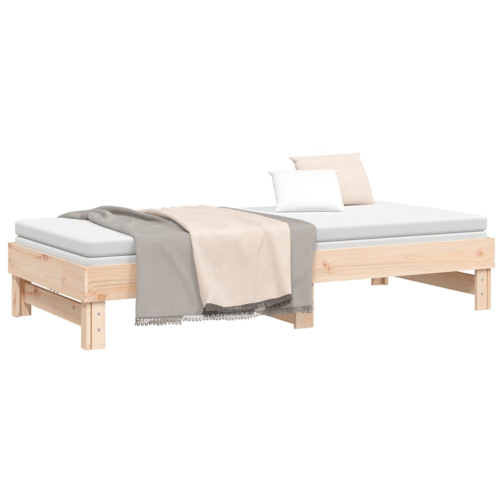 Lit coulissant sans matelas 2x(90x200) cm Bois de pin massif