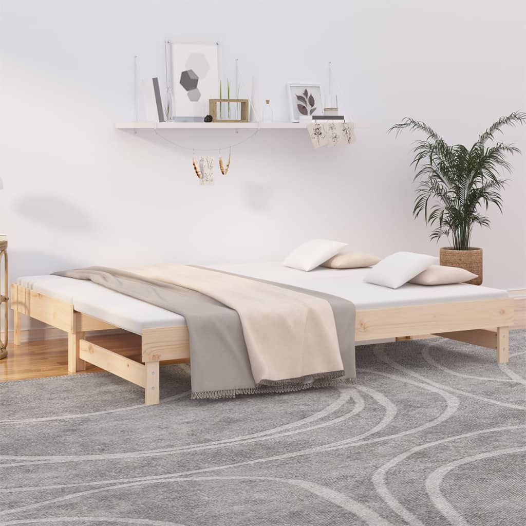 Lit coulissant sans matelas 2x(90x200) cm Bois de pin massif