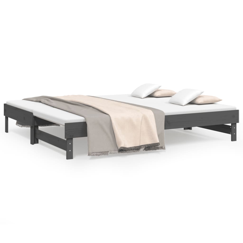 Lit coulissant sans matelas gris 2x(90x200) cm