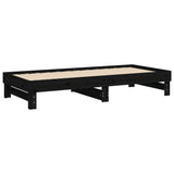 Lit coulissant sans matelas noir 2x(90x200) cm