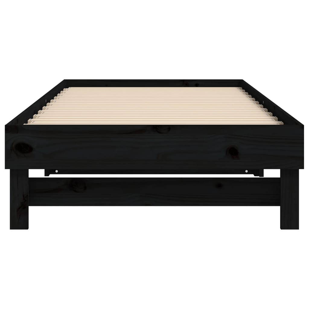 Lit coulissant sans matelas noir 2x(90x200) cm