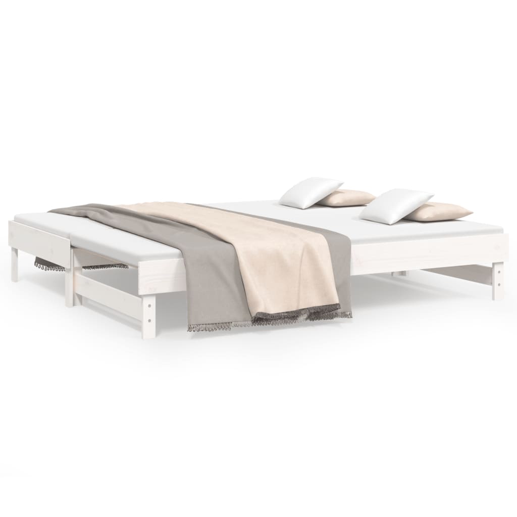 Lit coulissant sans matelas blanc 2x(80x200)cm