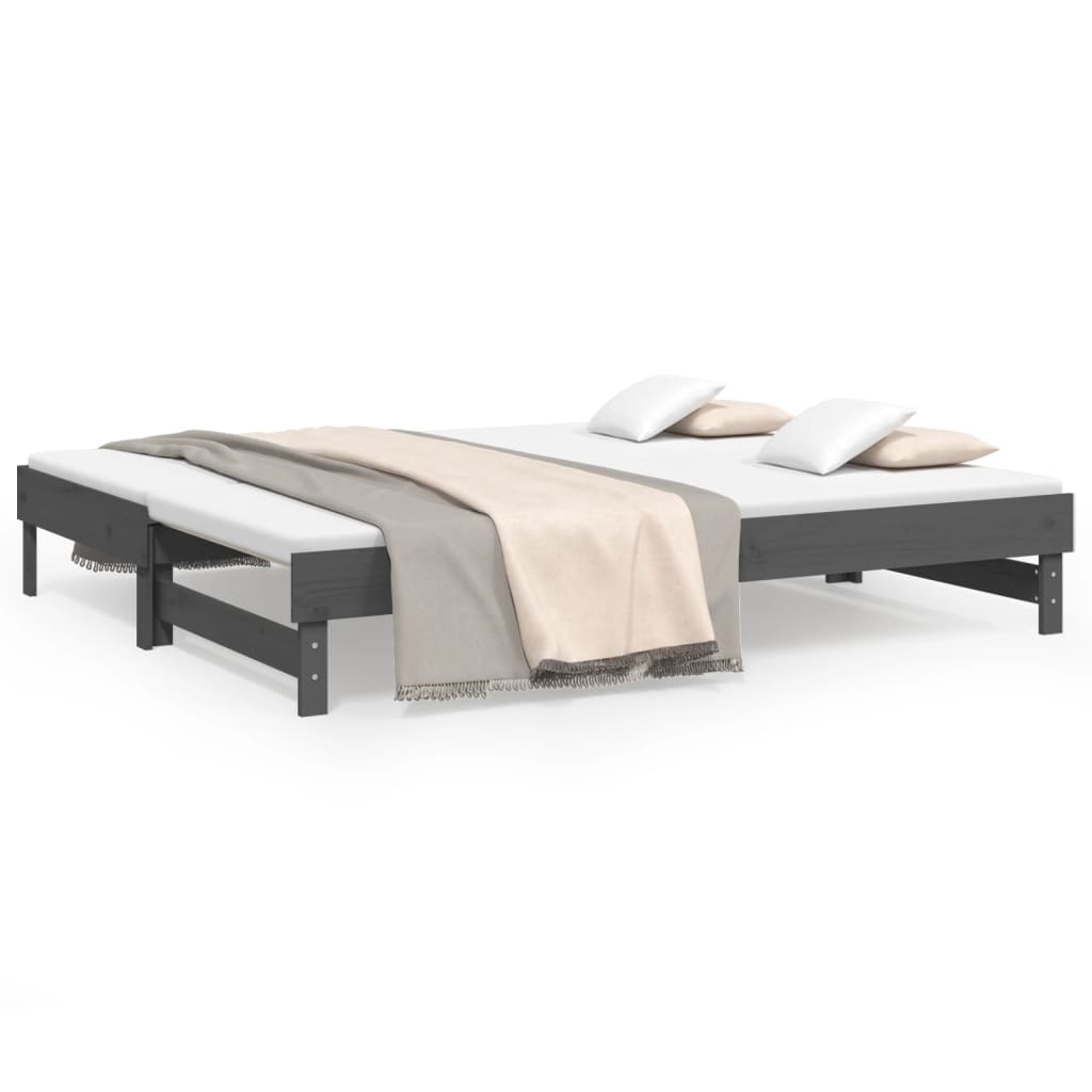 Lit coulissant sans matelas gris 2x(80x200)cm