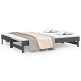 Lit coulissant sans matelas gris 2x(80x200)cm