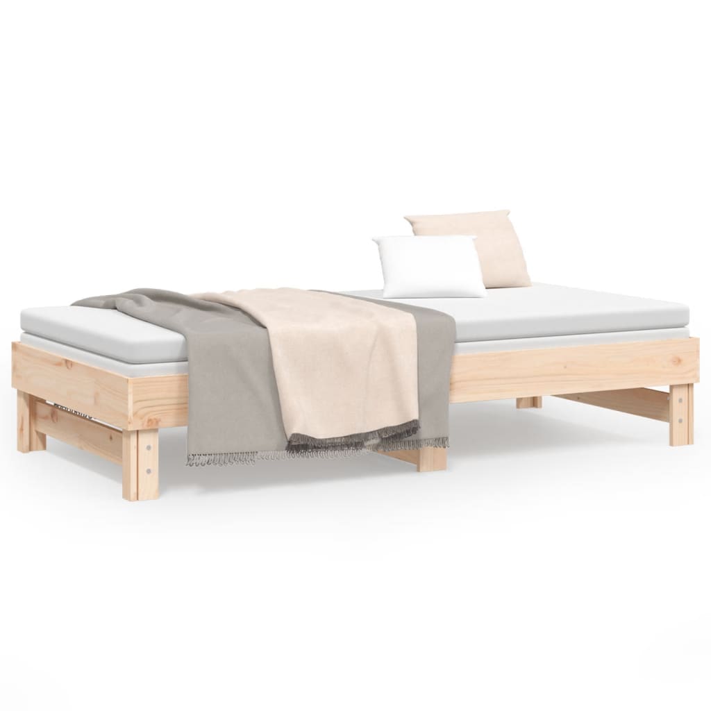 Lit coulissant sans matelas 2x(90x190) cm Bois de pin massif