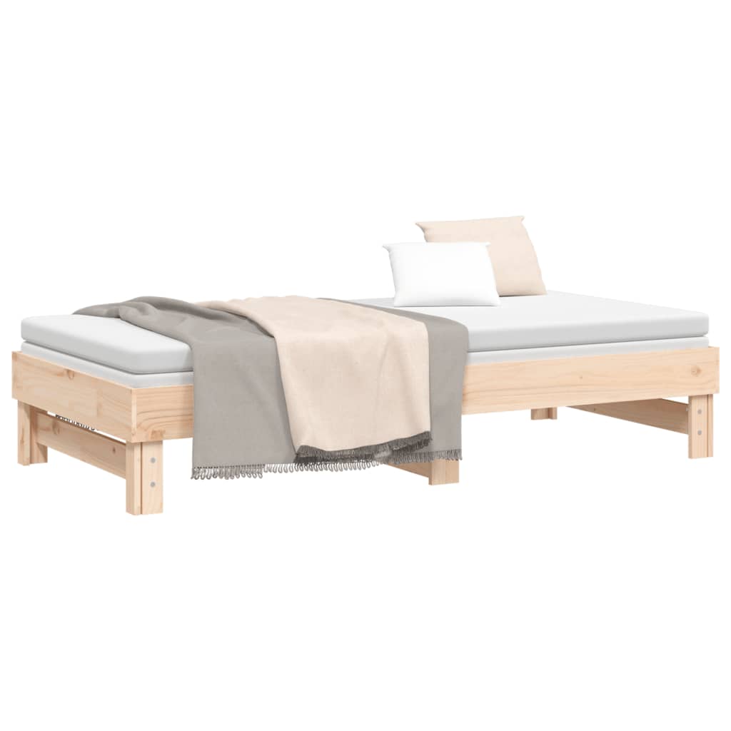 Lit coulissant sans matelas 2x(90x190) cm Bois de pin massif