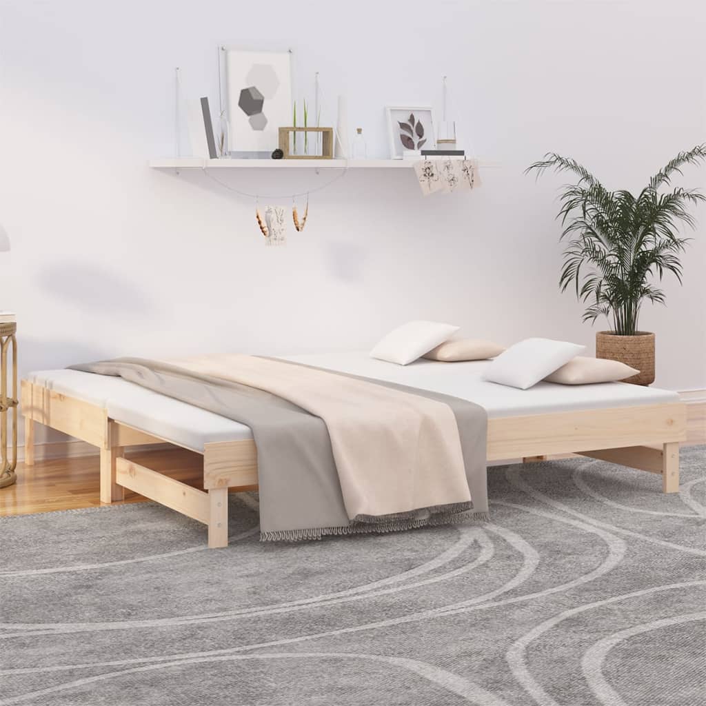 Lit coulissant sans matelas 2x(90x190) cm Bois de pin massif