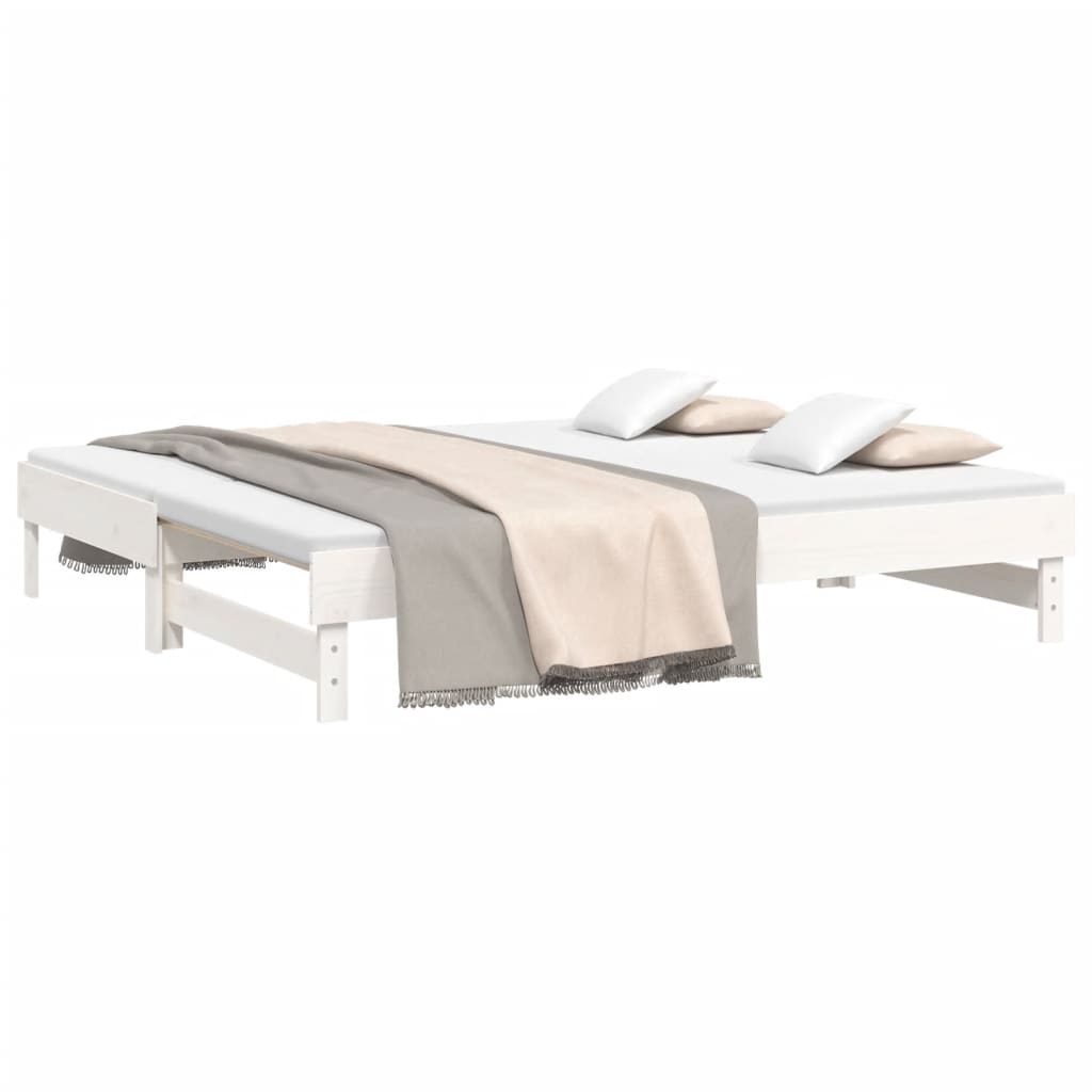 Lit coulissant sans matelas blanc 2x(90x190) cm