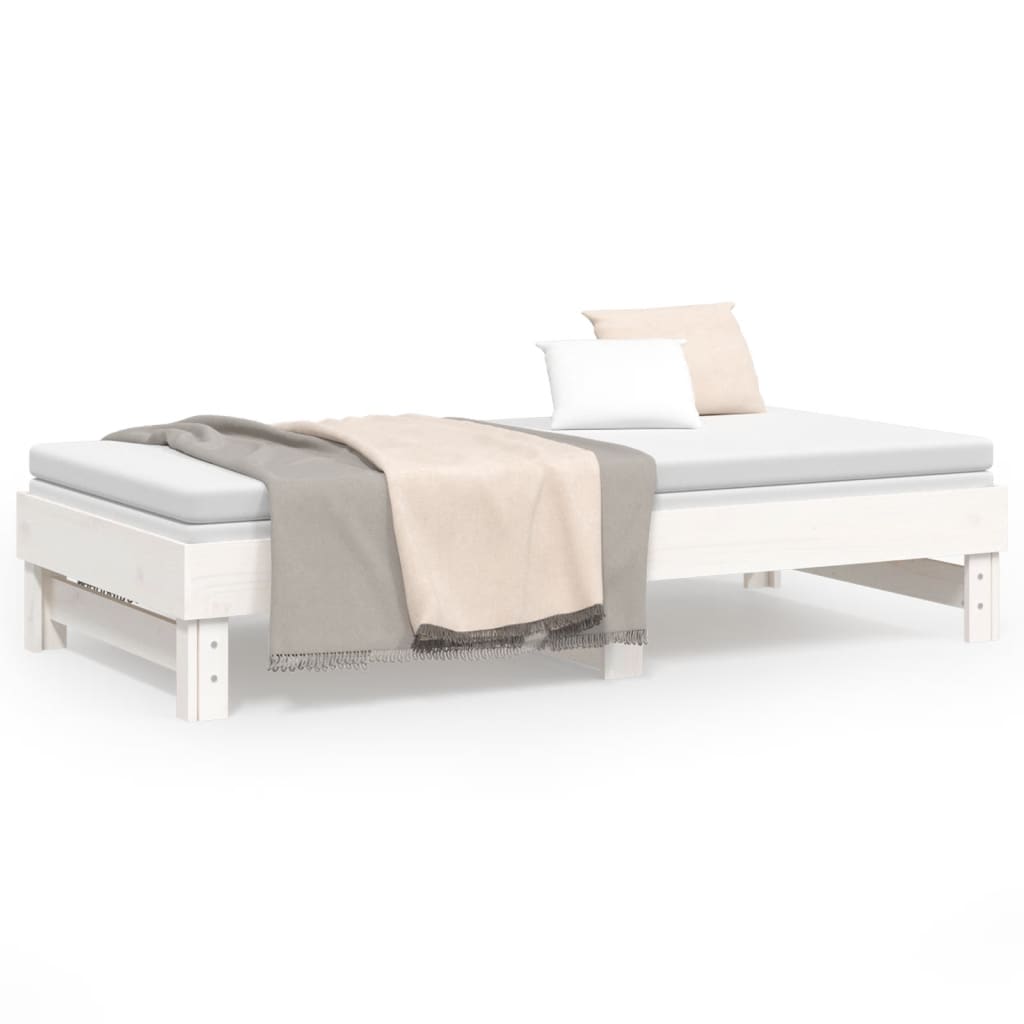 Lit coulissant sans matelas blanc 2x(90x190) cm