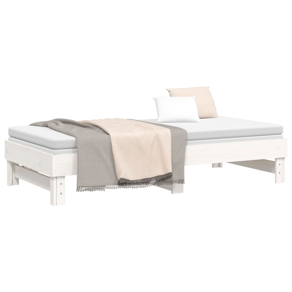 Lit coulissant sans matelas blanc 2x(90x190) cm