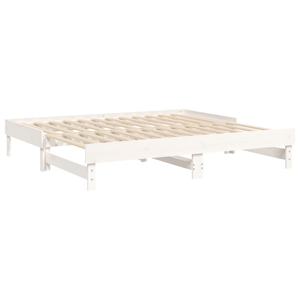 Lit coulissant sans matelas blanc 2x(90x190) cm