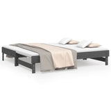 Lit coulissant sans matelas gris 2x(90x190) cm