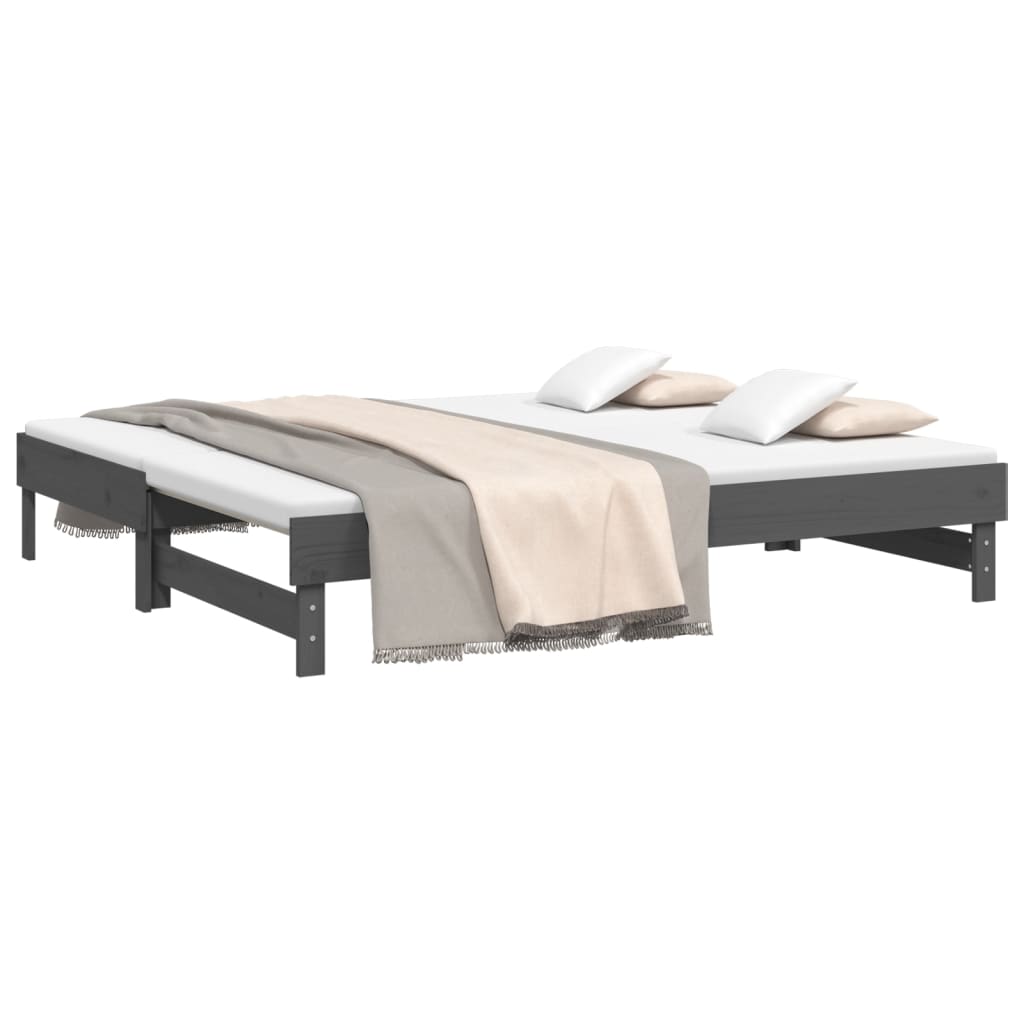 Lit coulissant sans matelas gris 2x(90x190) cm