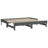 Lit coulissant sans matelas gris 2x(90x190) cm