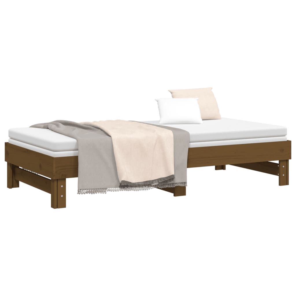 Lit coulissant sans matelas marron miel 2x(90x190) cm