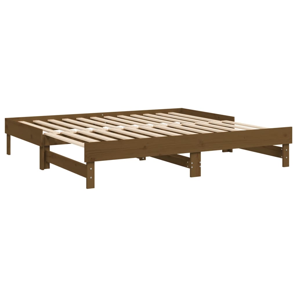 Lit coulissant sans matelas marron miel 2x(90x190) cm