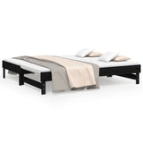 Lit coulissant sans matelas noir 2x(90x190) cm