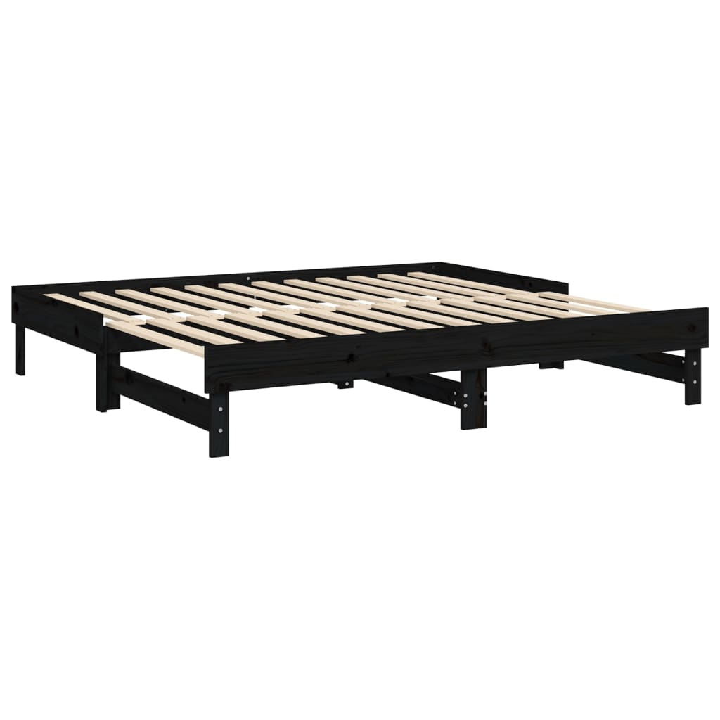 Lit coulissant sans matelas noir 2x(90x190) cm