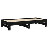 Lit coulissant sans matelas noir 2x(90x190) cm