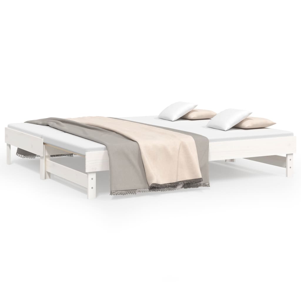 Lit coulissant sans matelas blanc 2x(75x190) cm