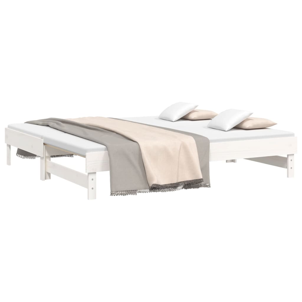 Lit coulissant sans matelas blanc 2x(75x190) cm