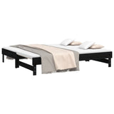 Lit coulissant sans matelas noir 2x(75x190) cm