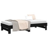 Lit coulissant sans matelas noir 2x(75x190) cm