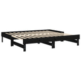 Lit coulissant sans matelas noir 2x(75x190) cm