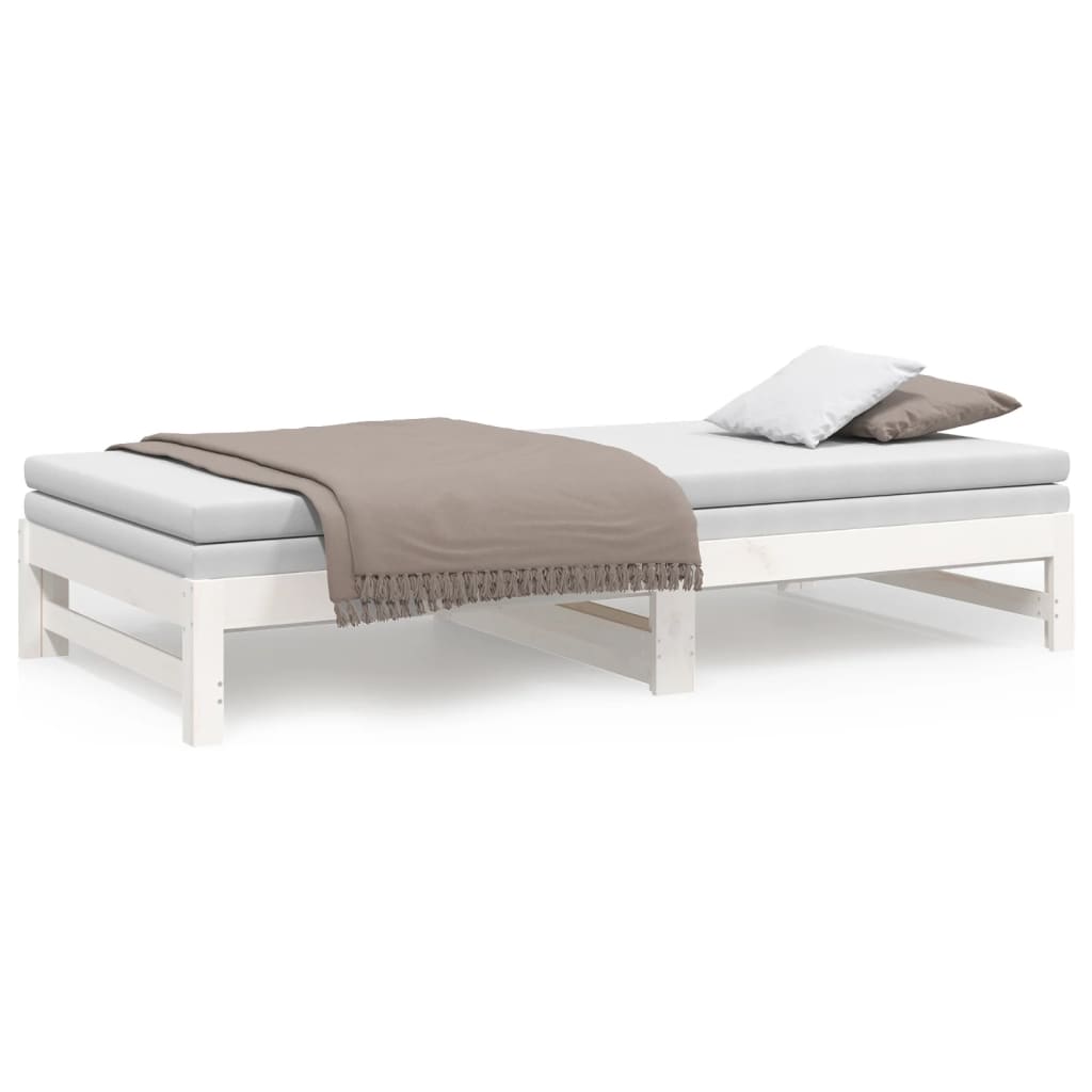 Lit coulissant sans matelas blanc 2x(100x200) cm