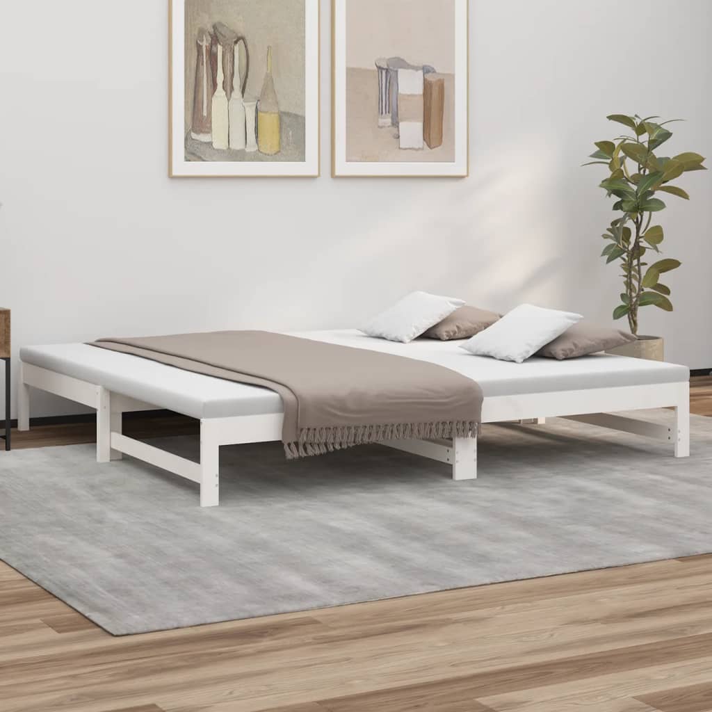 Lit coulissant sans matelas blanc 2x(100x200) cm