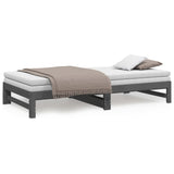 Lit coulissant sans matelas gris 2x(100x200) cm