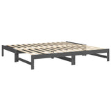 Lit coulissant sans matelas gris 2x(100x200) cm